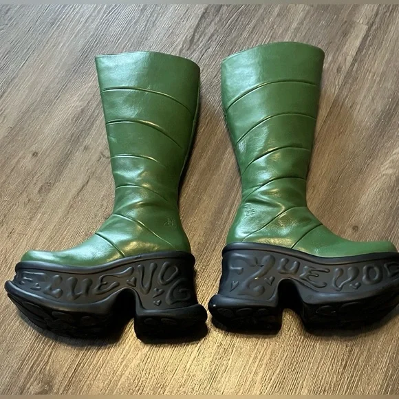 John Fluevog Green Paloma Boots Size 8 - Picture 2 of 12